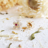 9K Gold White Sakura Earrings