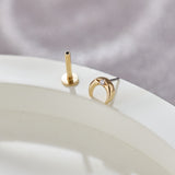 14K Gold Celestial Crescent Moon Threadless Piercing