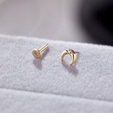 14K Gold Celestial Crescent Moon Threadless Piercing
