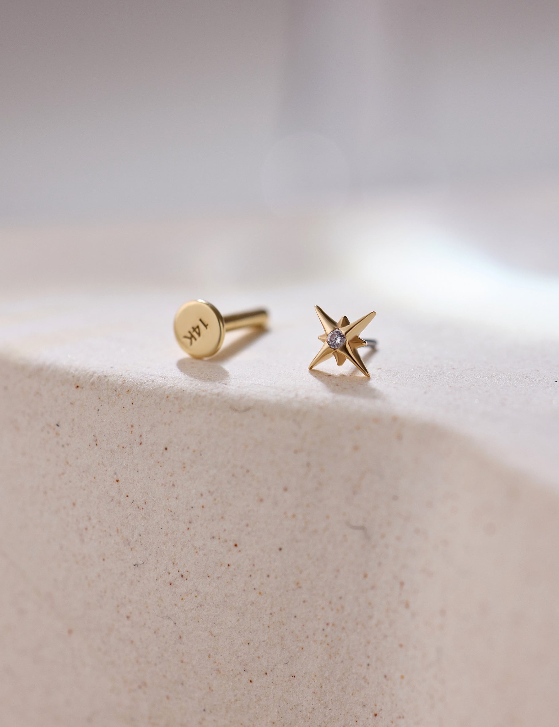 14K Gold Northern Star Threadless Piercing