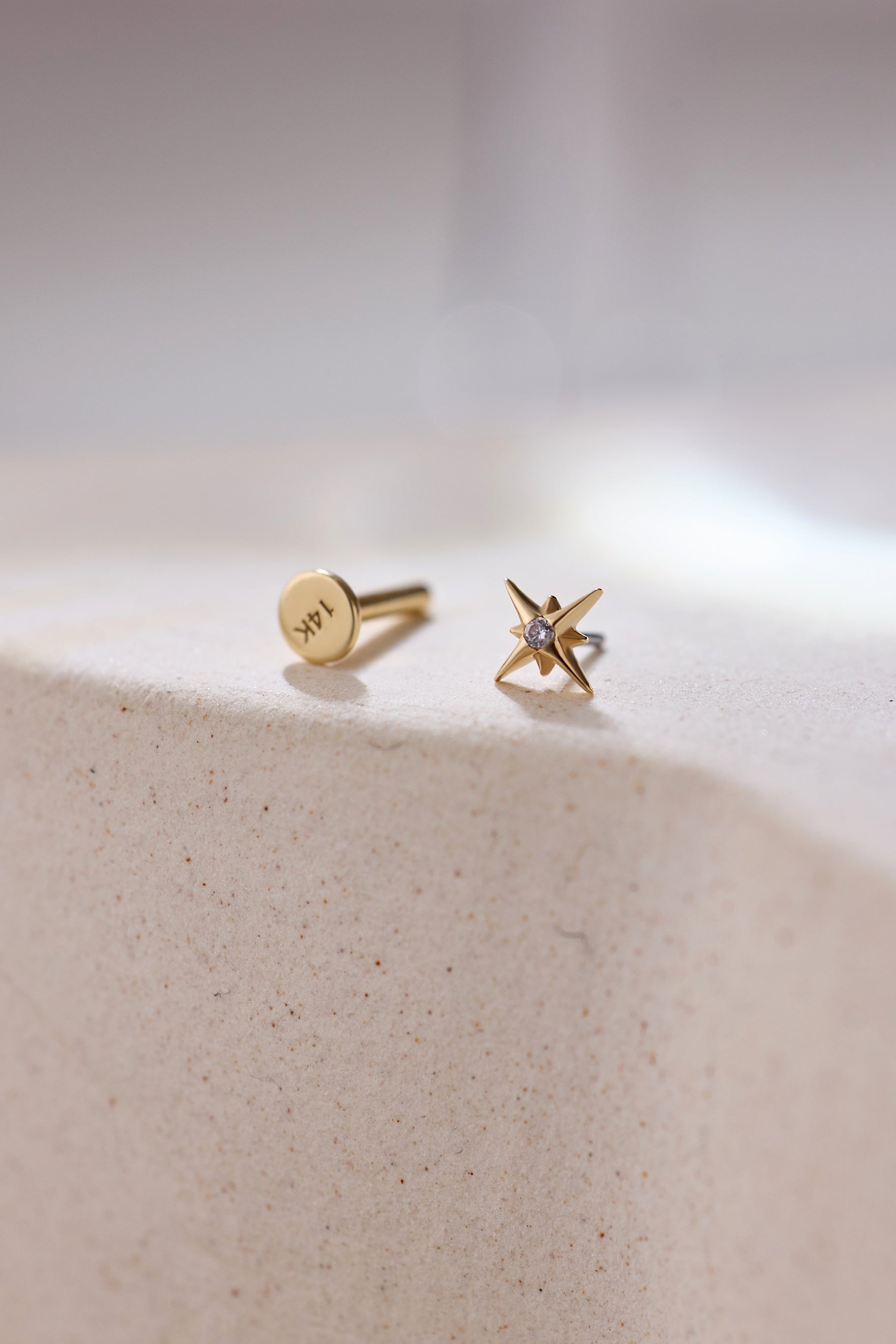 14K Gold Northern Star Threadless Piercing