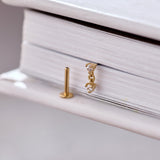 14K Gold Crystal Drop Threadless Piercing