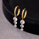 Gold-Filled Triple Crystal Raindrop Hoop Earrings