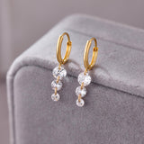 Gold-Filled Triple Crystal Raindrop Hoop Earrings