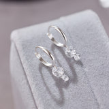 925 Silver Double Crystal Raindrop Hoop Earrings