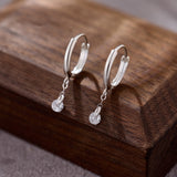 925 Silver Crystal Drop Hoop Earrings