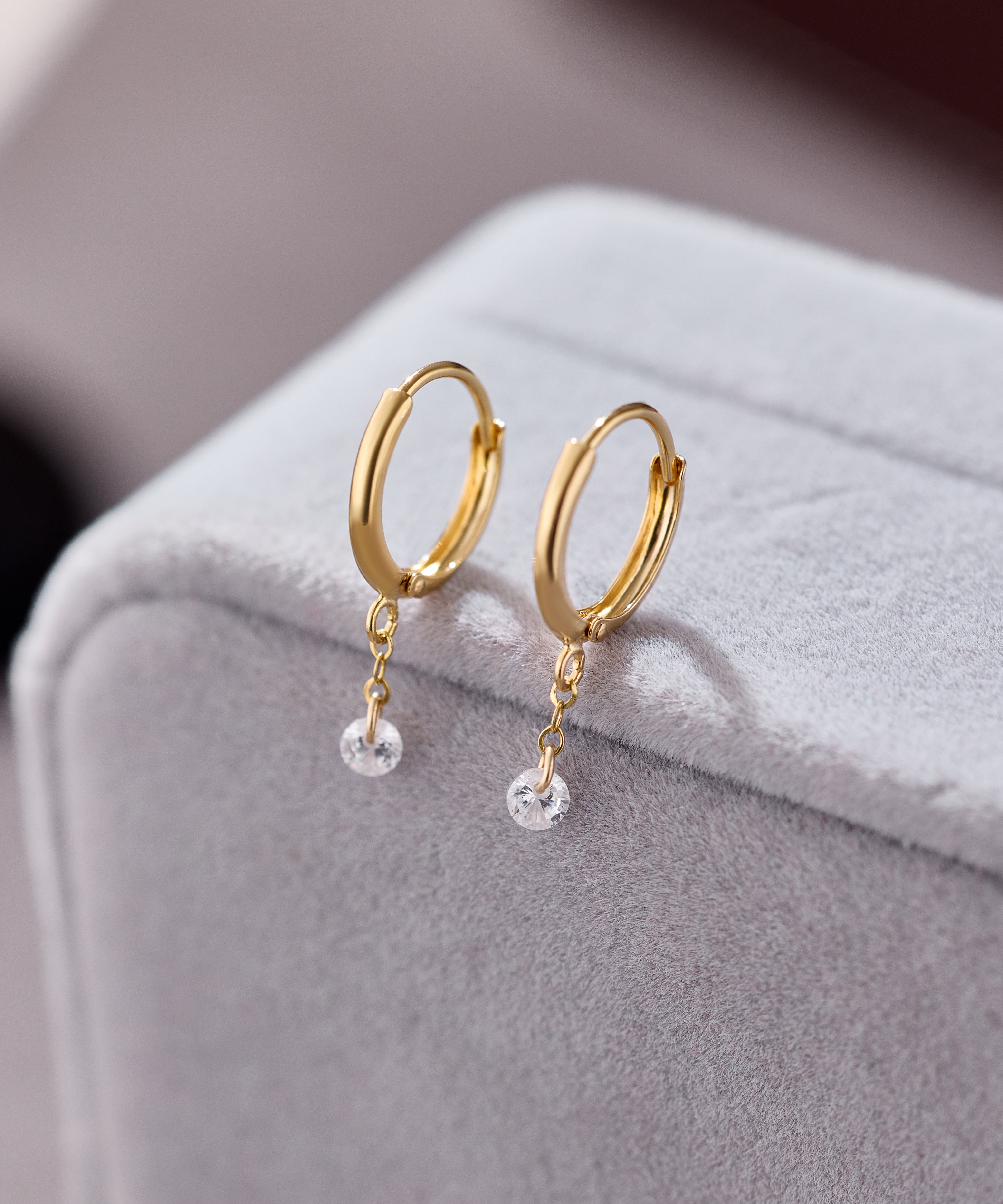 Gold-Filled Crystal Drop Hoop Earrings