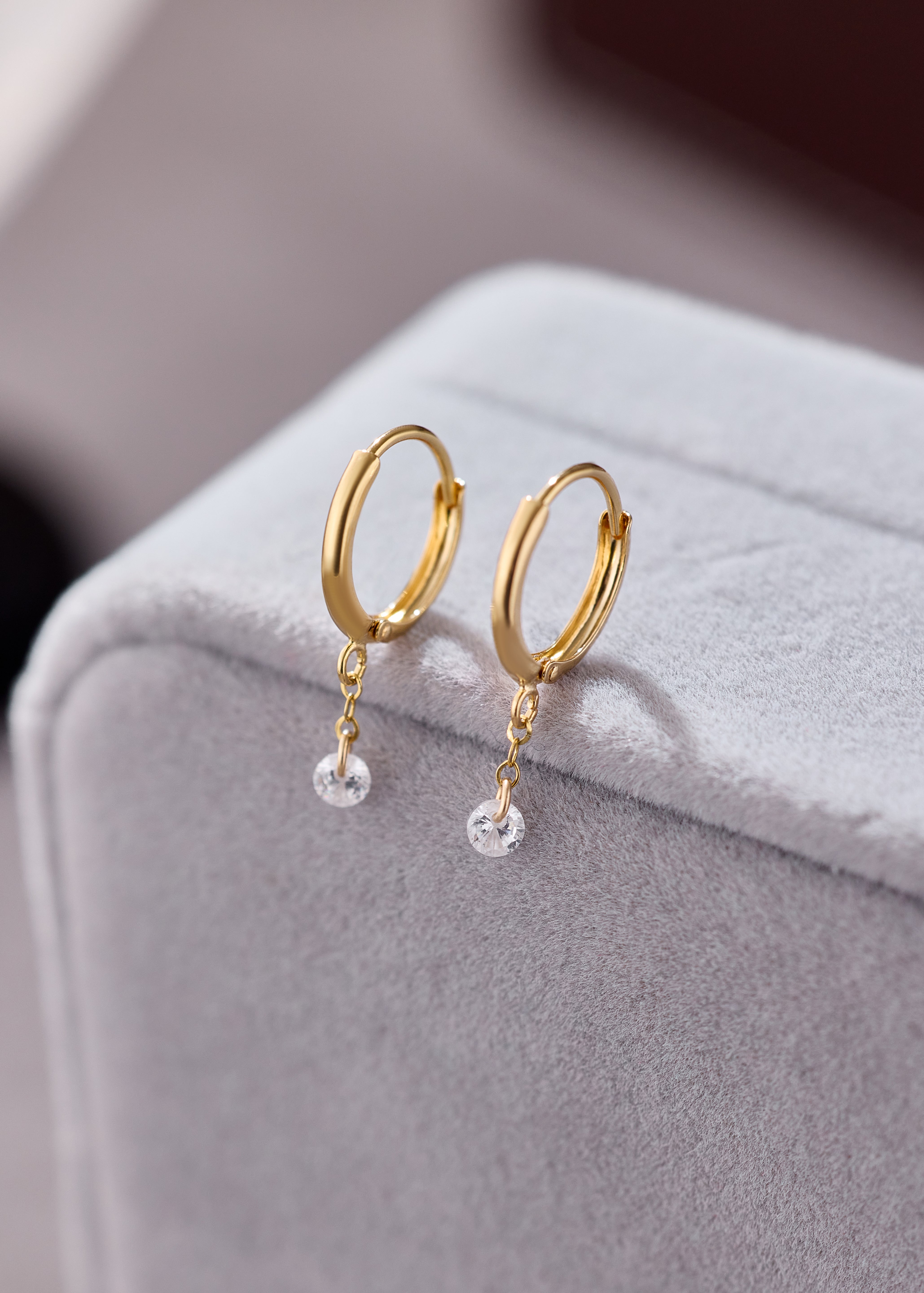 Gold-Filled Crystal Drop Hoop Earrings