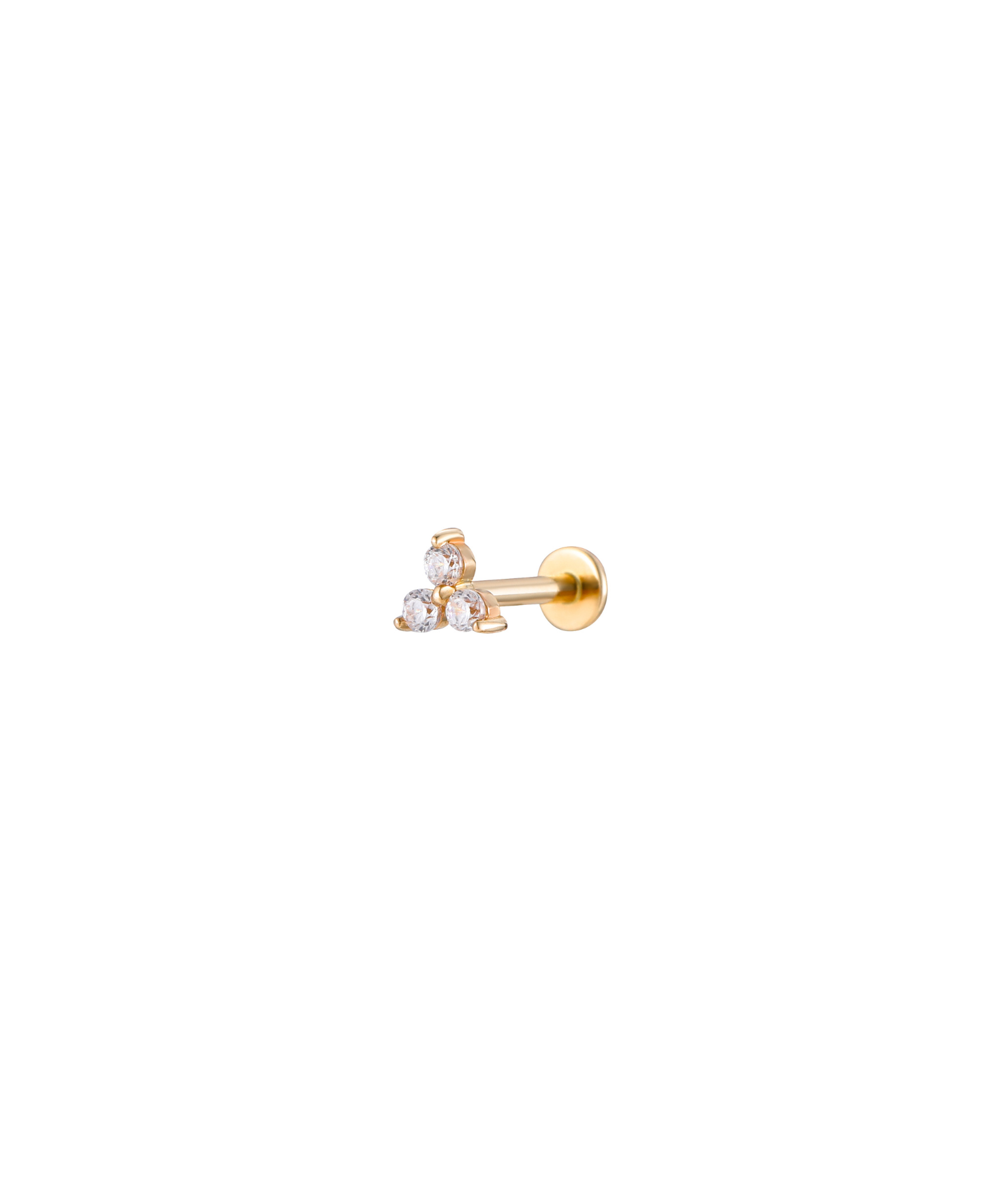 14K Gold Trio Crystal Threadless Piercing