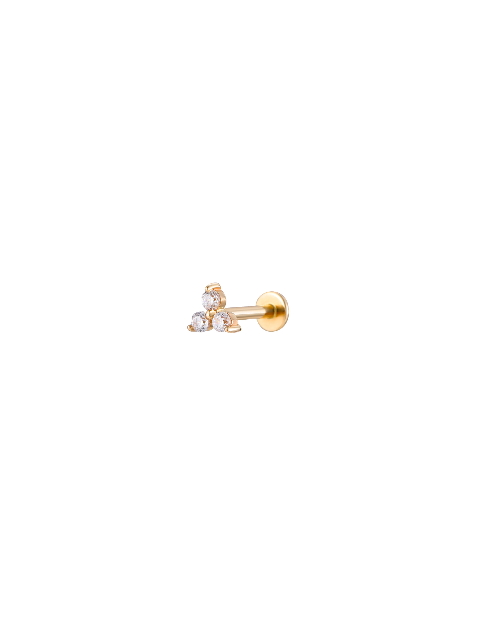 14K Gold Trio Crystal Threadless Piercing