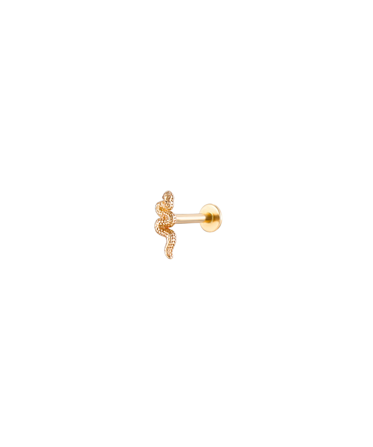 14K Gold Serpent Motif Threadless Piercing