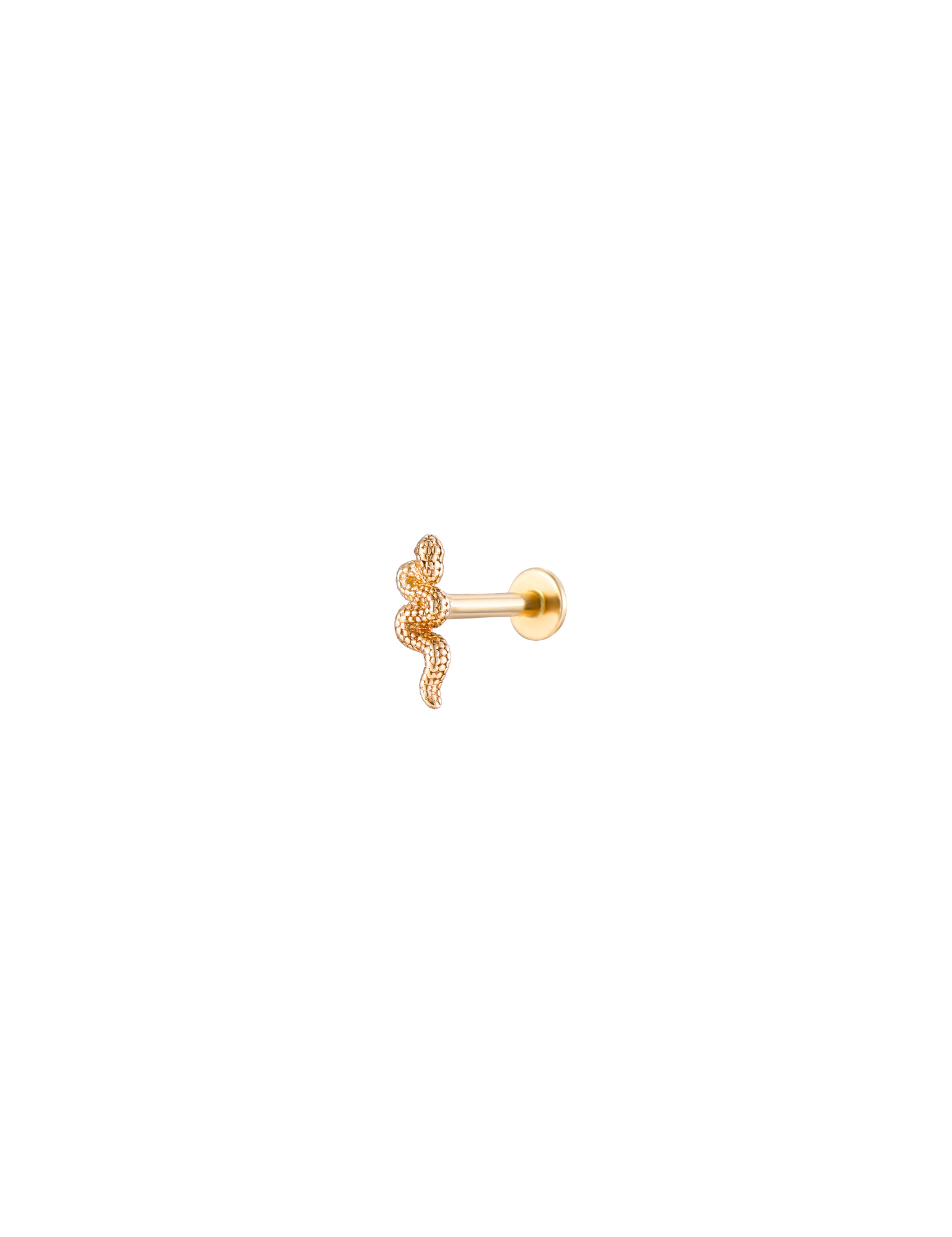 14K Gold Serpent Motif Threadless Piercing