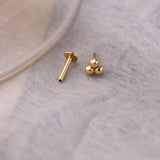 14K Gold Trio Ball Threadless Piercing