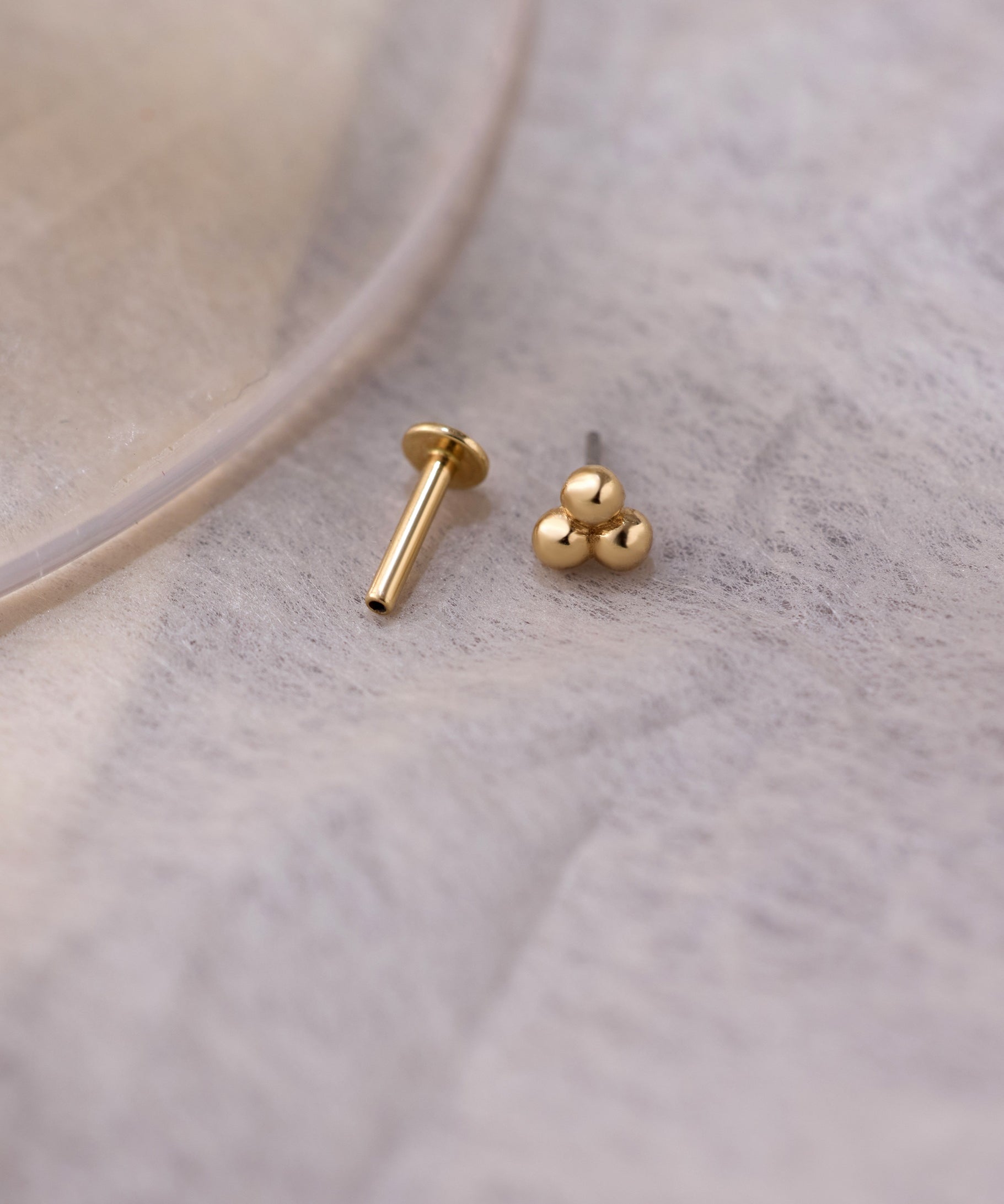14K Gold Trio Ball Threadless Piercing