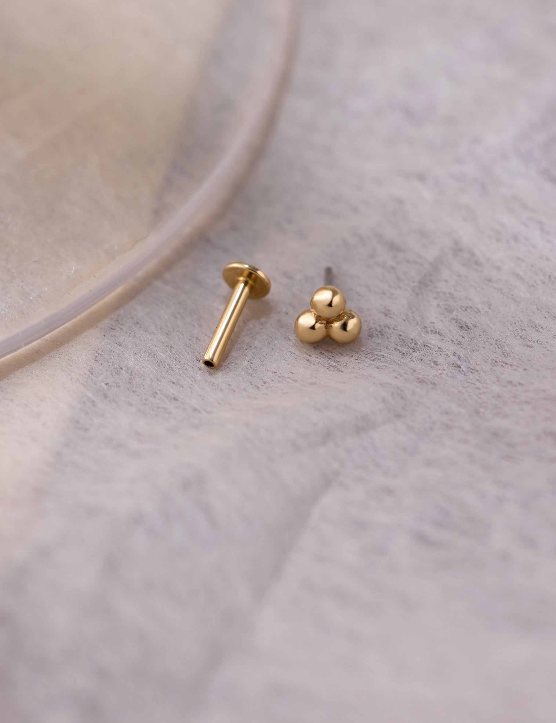 14K Gold Trio Ball Threadless Piercing