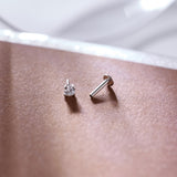 14K White Gold Solitaire Gem Threadless 2.5mm Piercing