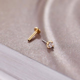 14K Gold Solitaire Gem Threadless 2.5mm Piercing