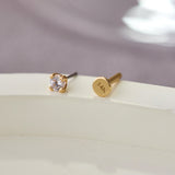 14K Gold Solitaire Gem Threadless 2.5mm Piercing