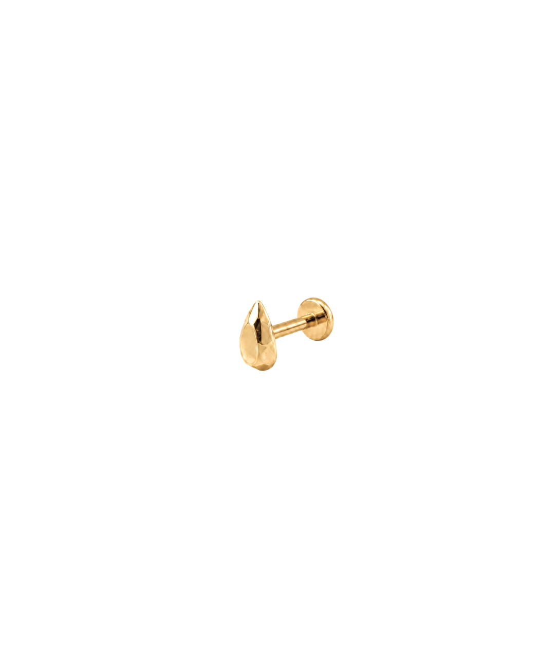 14K Gold Faceted Cut Disc Teardrop Threadless Piercing