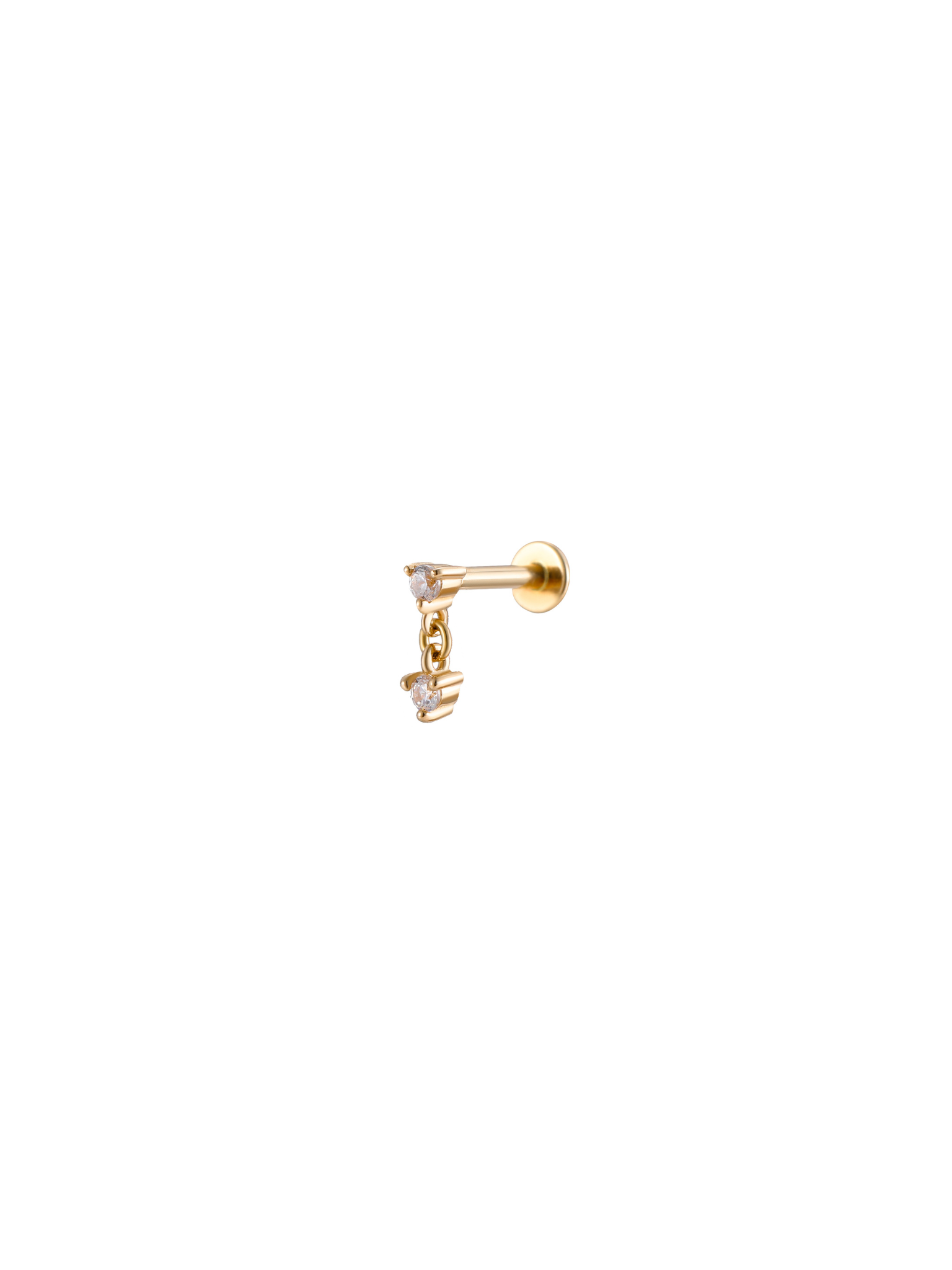 14K Gold Crystal Drop Threadless Piercing