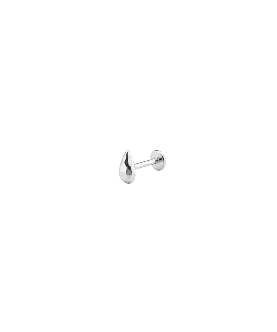 14K White Gold Faceted Cut Disc Teardrop Threadless Piercing
