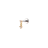 14K Gold Crystal Drop Threadless Piercing