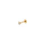 Titanium PVD Gold Solitaire Gem Threaded 2.5mm Piercing