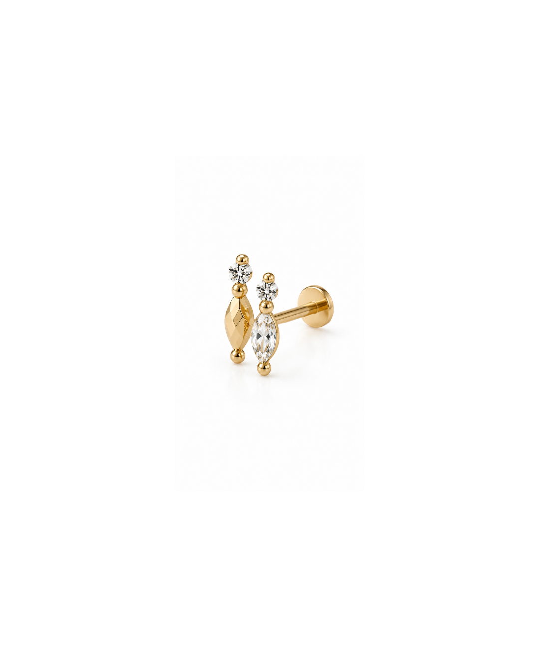 14K Gold Duo Marquise-Shaped Threadless Piercing
