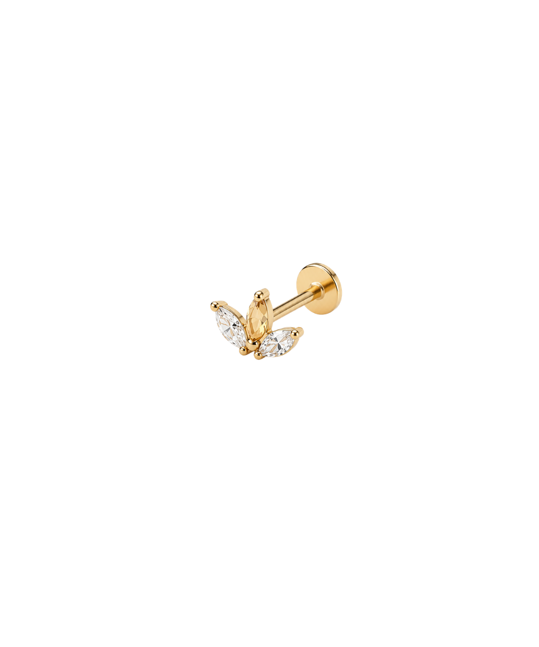 14K Gold Marquise-Shaped Crown Threadless Piercing