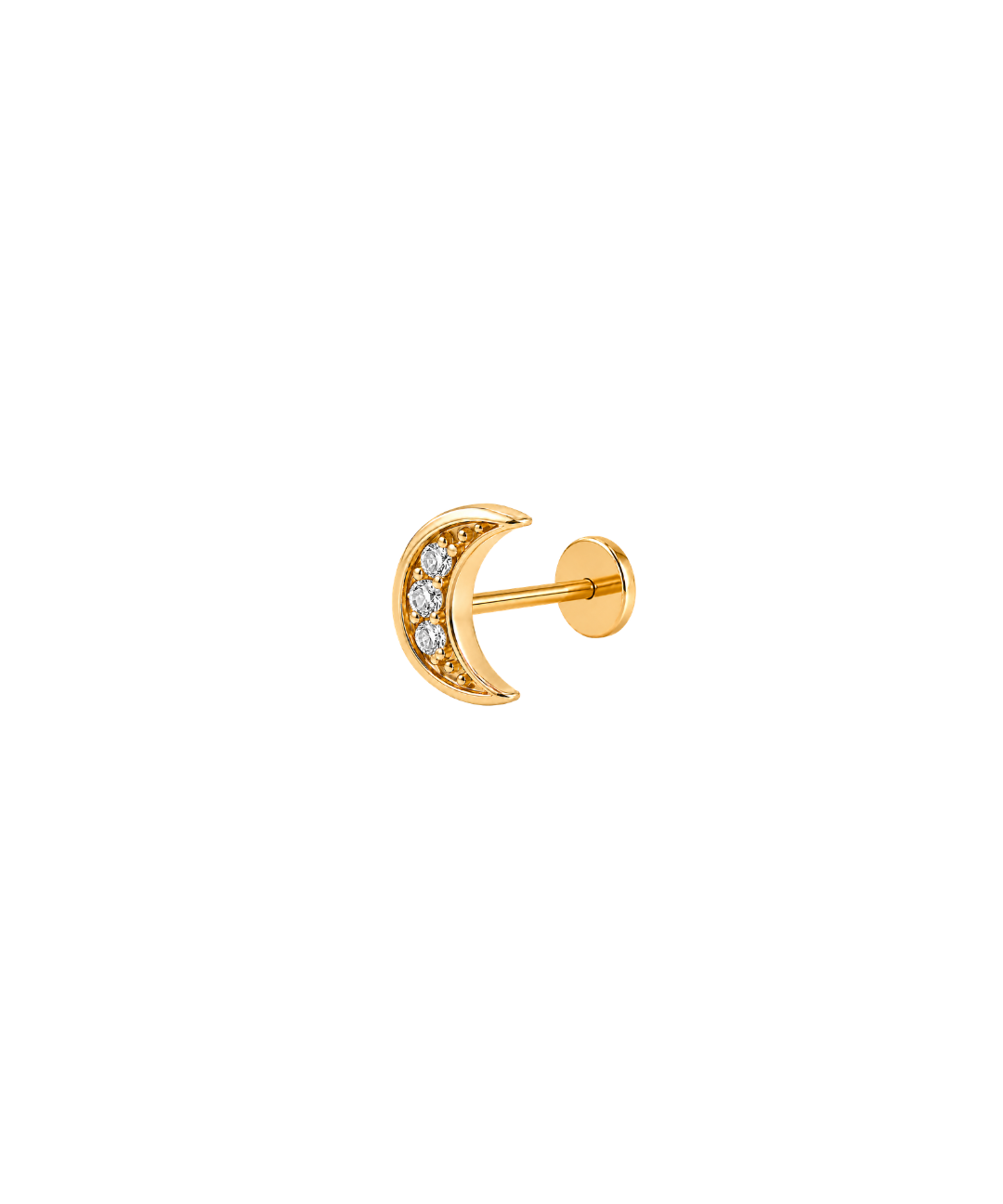 14K Gold Crescent Moon Threadless Piercing