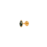 14K Gold Green Moss Agate Marquise-Shaped Threadless Piercing