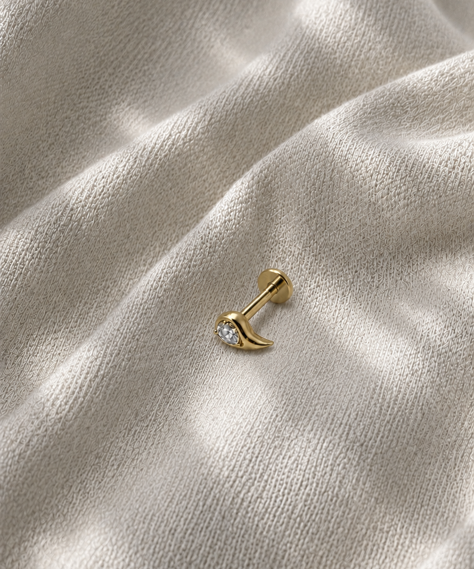 Titanium PVD Gold Tear of Light Threaded Piercing