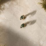 14K Gold Green Moss Agate Marquise-Shaped Threadless Piercing