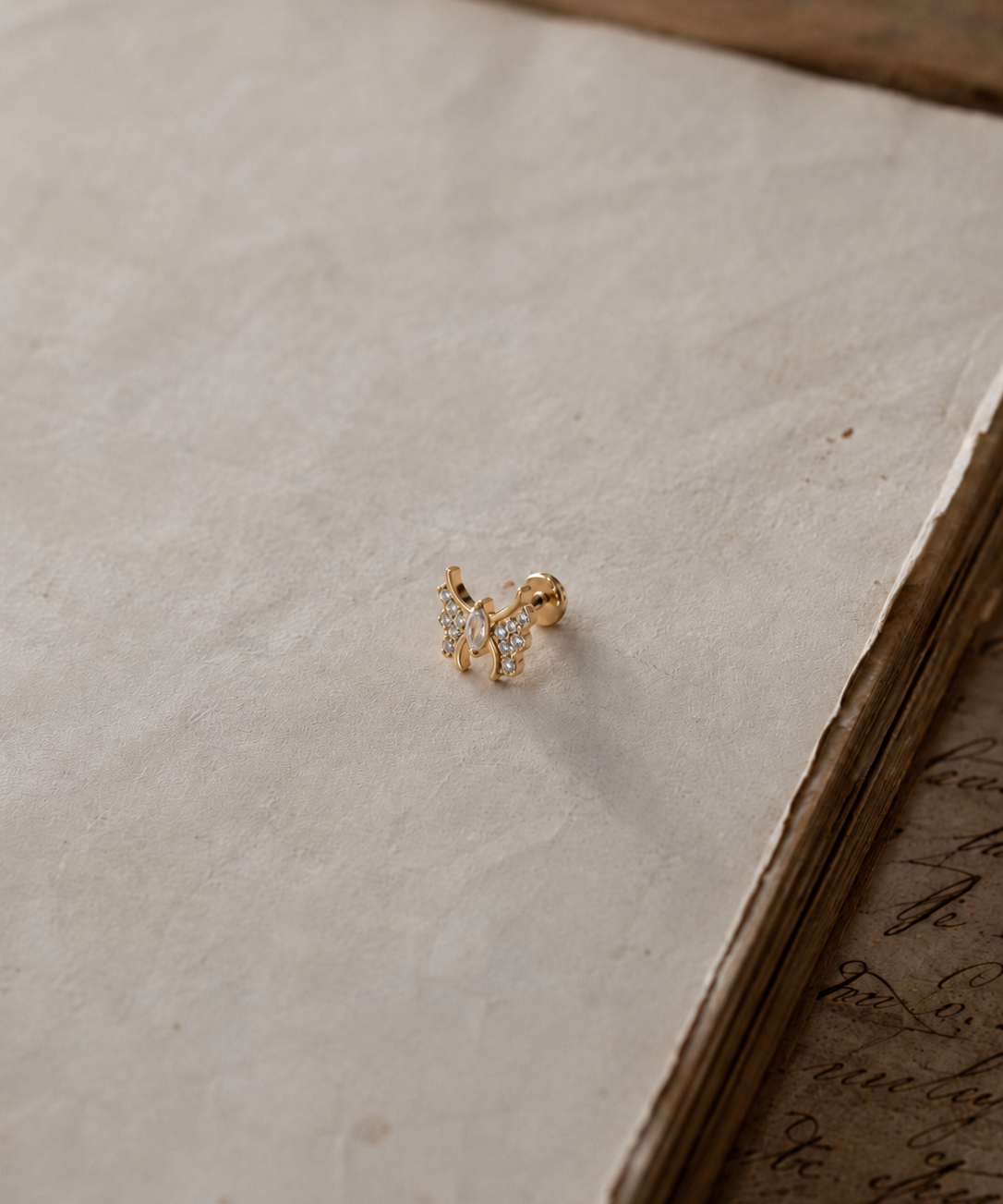 Titanium PVD Gold Butterfly Threadless Piercing
