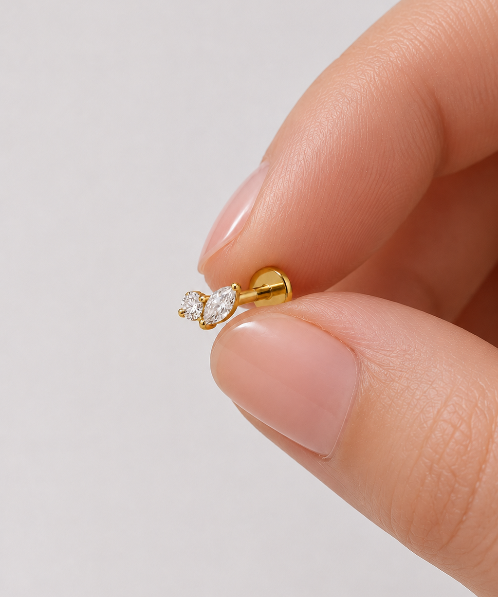 Titanium PVD Gold First Sprout Threaded Piercing
