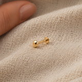 14K Gold Faceted Cut Disc Threadless 3mm Piercing