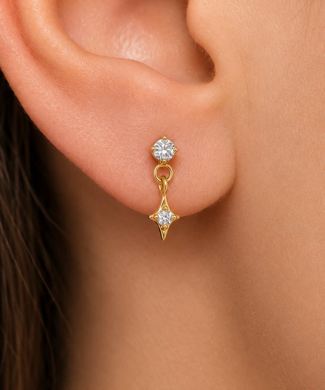 Titanium PVD Gold Wish Upon Threaded Piercing