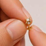 Titanium PVD Gold Guiding Light Star Threadless Piercing