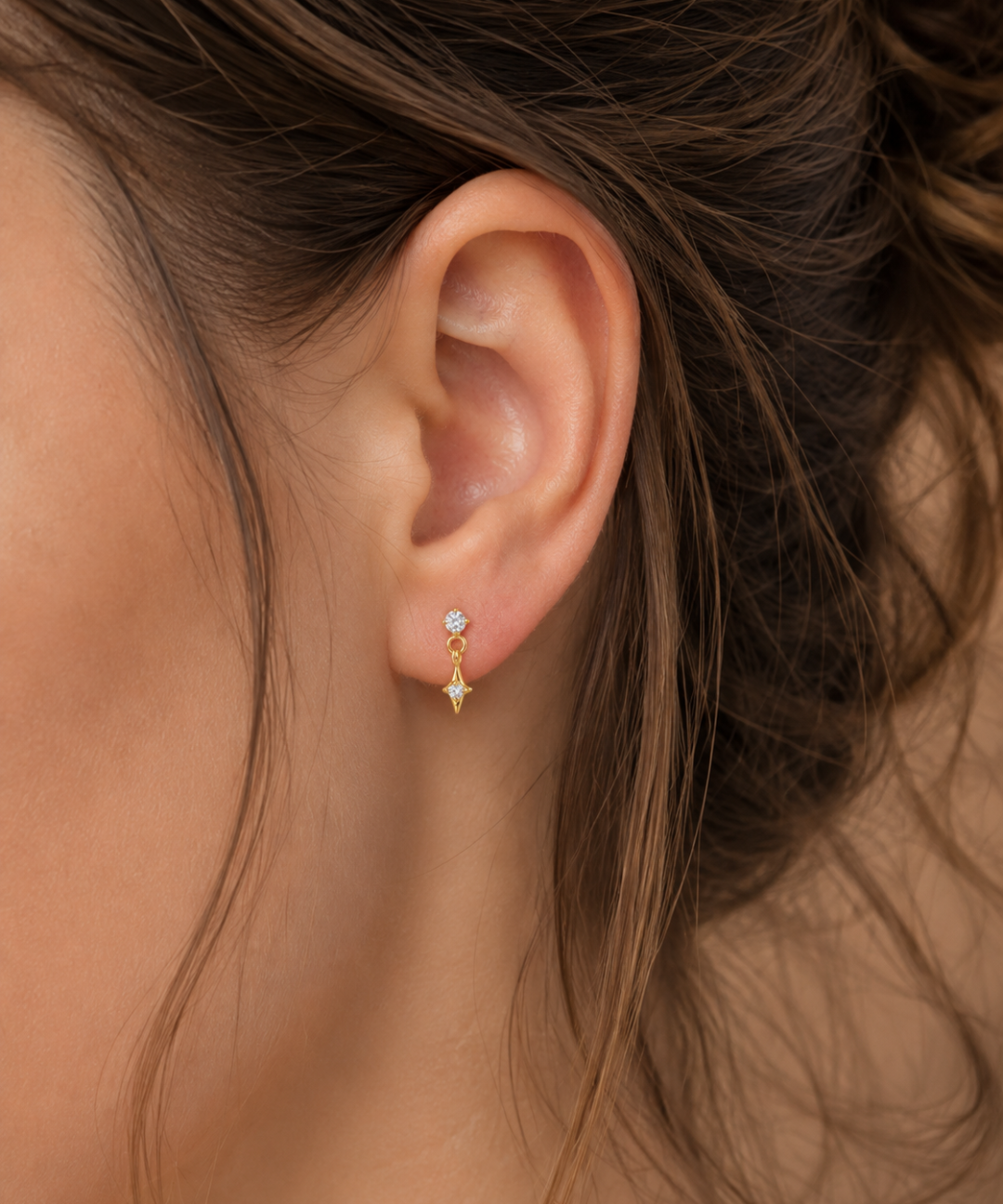 Titanium PVD Gold Wish Upon Threaded Piercing