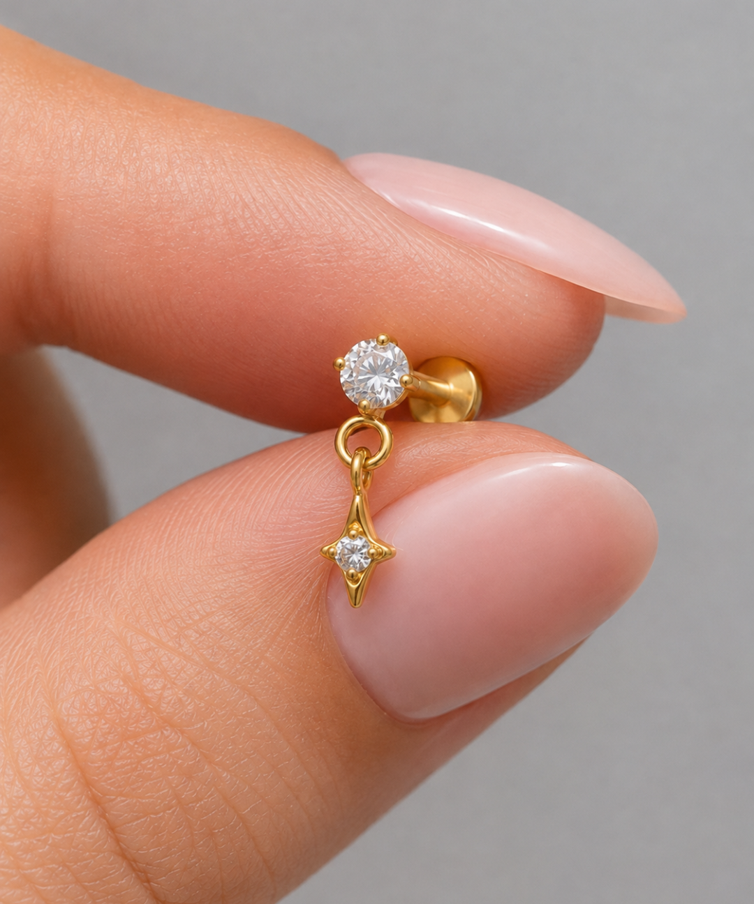 Titanium PVD Gold Wish Upon Threaded Piercing