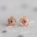 9K Gold Pink Sakura Earrings