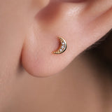 14K Gold Crescent Moon Threadless Piercing