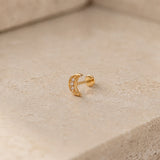 14K Gold Crescent Moon Threadless Piercing