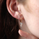 Gold-Filled Double Crystal Raindrop Hoop Earrings