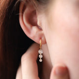 Gold-Filled Triple Crystal Raindrop Hoop Earrings