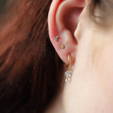 Gold-Filled Double Crystal Raindrop Hoop Earrings