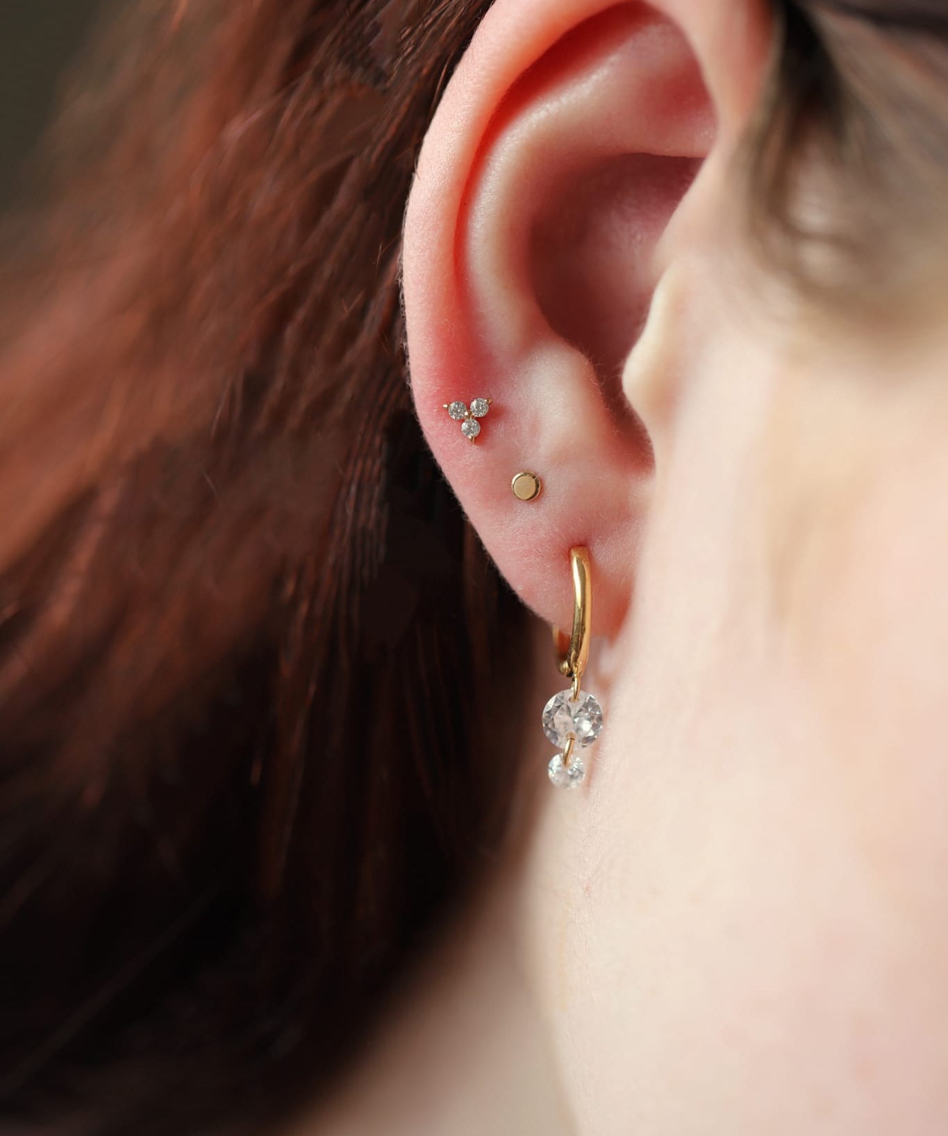 Gold-Filled Double Crystal Raindrop Hoop Earrings