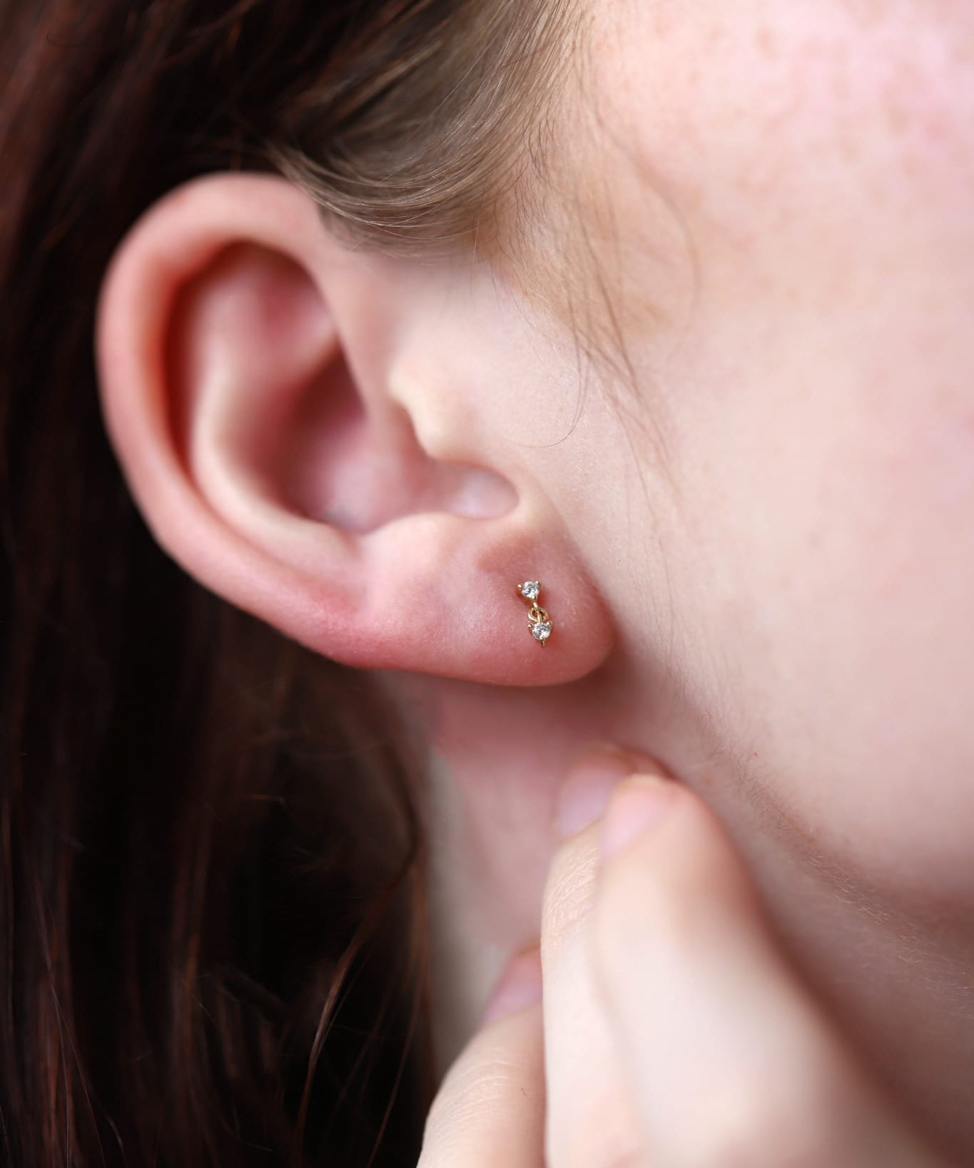 14K Gold Crystal Drop Threadless Piercing