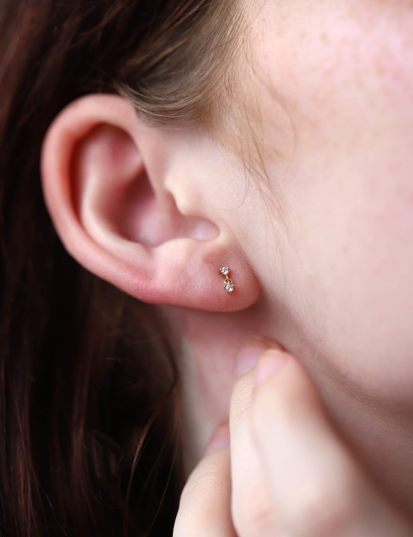 14K Gold Crystal Drop Threadless Piercing