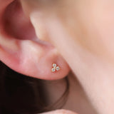 14K Gold Trio Crystal Threadless Piercing